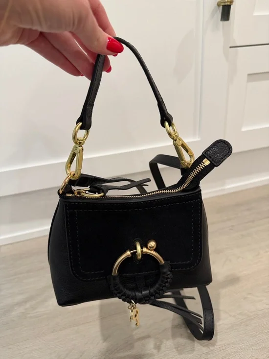 See By Chloé Black Suede & Leather Mini Ring-Accent Crossbody - Picture 2 of 4